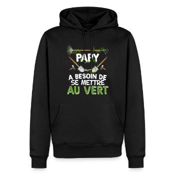 Papy Et Son Jardin Cadeau Citation Homme - Sweat à capuche Premium bio Homme - noir - Devant - Nico (187cm)