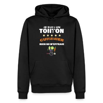 Tonton Cuisine Citation Humour Drôle Oncle - Sweat à capuche Premium bio Homme - noir - Devant - Nico (187cm)