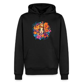 Flower power girl 4 - Sweat à capuche Premium bio Homme - noir - Devant - Nico (187cm)