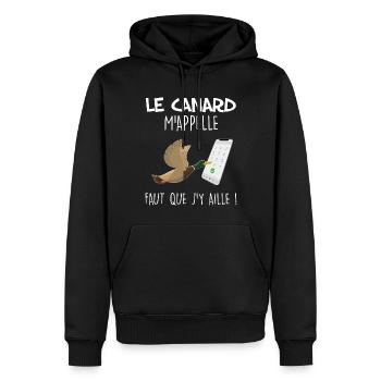 J'entends La Chasse Au Canard M'appeler - Sweat à capuche Premium bio Homme - noir - Devant - Nico (187cm)