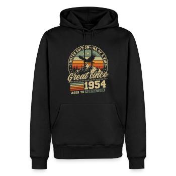 Grand depuis 1954 Millésime 1954 Millésime - Sweat à capuche Premium bio Homme - noir - Devant - Nico (187cm)