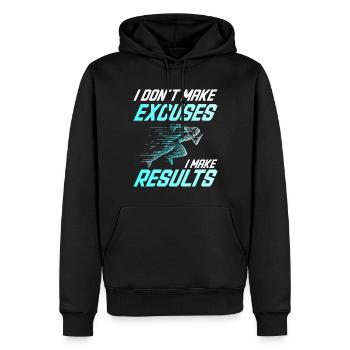 Pas D'Excuses Des Résultats - Citation Inspirante - Sweat à capuche Premium bio Homme - noir - Devant - Nico (187cm)
