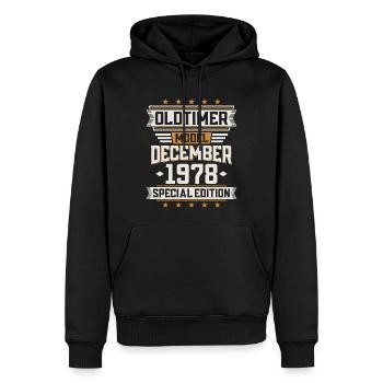 Décembre Année 1978 Année de construction Oldtimer Anniversaire - Sweat à capuche Premium bio Homme - noir - Devant - Nico (187cm)