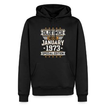 Janvier né 1973 Année de construction Anniversaire oldtimer - Sweat à capuche Premium bio Homme - noir - Devant - Nico (187cm)