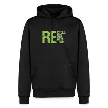 Recycle Reuse Renew Rethink Earth Day - Men’s Premium Organic Hoodie - black - Front - Nico (187cm)