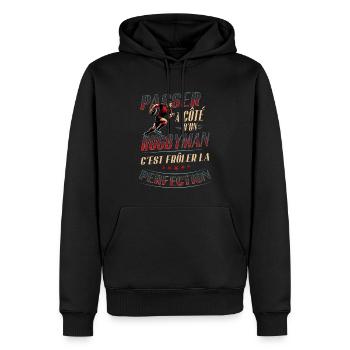Rugby - Rugbyman Rouge et Noir - Sweat à capuche Premium bio Homme - noir - Devant - Nico (187cm)