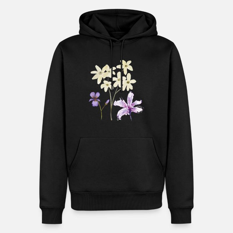 Fleurs Blumen - Sweat à capuche Premium bio Homme - noir