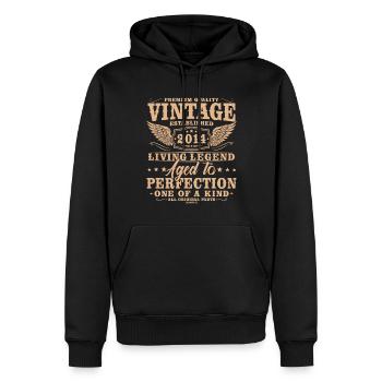 Vintage 2014 Jahrgang Geburtstag Retro Geschenk - Männer Premium Bio Hoodie - Schwarz - Vorne - Nico (187cm)
