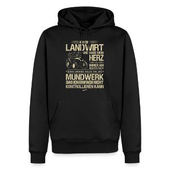 Landwirt-T-Shirt für Männer - Landwirt mit Herz - Männer Premium Bio Hoodie - Schwarz - Vorne - Nico (187cm)