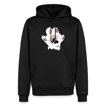 chat chat donne moi 5 - Sweat à capuche Premium bio Homme - noir - Devant - Nico (187cm)