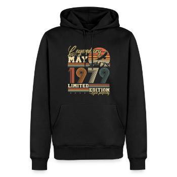 Mai 1979 Vintage né cadeau d’anniversaire - Sweat à capuche Premium bio Homme - noir - Devant - Nico (187cm)