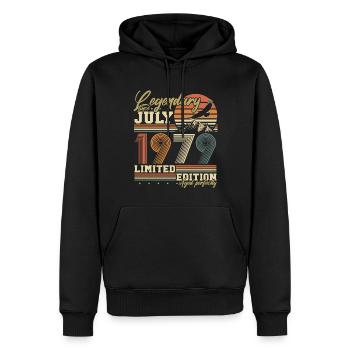 Juillet 1979 Vintage né cadeau d’anniversaire - Sweat à capuche Premium bio Homme - noir - Devant - Nico (187cm)