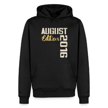Anniversaire Août 2016 - Edition Limitée Août 2016 - Sweat à capuche Premium bio Homme - noir - Devant - Nico (187cm)