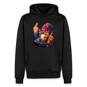 Nain retraité, humeur après le travail, nain mouflon - Sweat à capuche Premium bio Homme - noir - Devant - Nico (187cm)