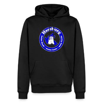 Hamburg - meine Stadt meine Liebe mein Verein - Männer Premium Bio Hoodie - Schwarz - Vorne - Nico (187cm)