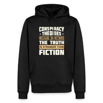Lustiges Zitat von Verschwörungstheorien - Männer Premium Bio Hoodie - Schwarz - Vorne - Nico (187cm)