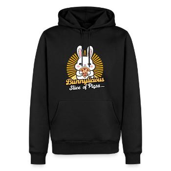 Bunnylicious Stück Pizza Niedlicher Kawaii-Hase - Männer Premium Bio Hoodie - Schwarz - Vorne - Nico (187cm)