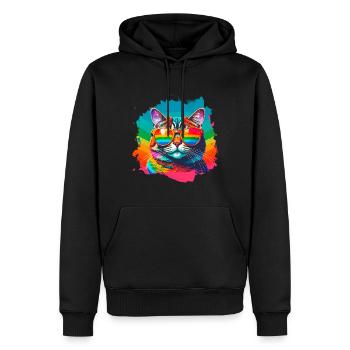 Chat, Lunettes De Soleil, LGTB, Arc-en-ciel, Coloré - Sweat à capuche Premium bio Homme - noir - Devant - Nico (187cm)