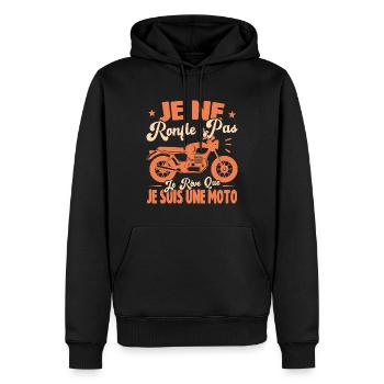 Je Ne Ronfle Pas Je Rêve Que Je Suis Une Moto - Sweat à capuche Premium bio Homme - noir - Devant - Nico (187cm)