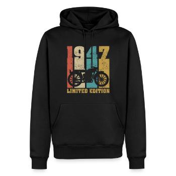 Vintage Moto 1947 Rétro Cadeau D'anniversaire - Sweat à capuche Premium bio Homme - noir - Devant - Nico (187cm)