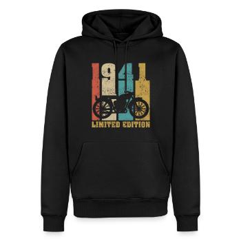Vintage Moto 1941 Rétro Cadeau D'anniversaire - Sweat à capuche Premium bio Homme - noir - Devant - Nico (187cm)
