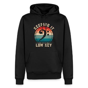 Clef de basse Garder le bassiste discret - Sweat à capuche Premium bio Homme - noir - Devant - Nico (187cm)