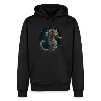 hippocampes, coraux, mer, océan, vie marine, animaux - Sweat à capuche Premium bio Homme - noir - Devant - Nico (187cm)