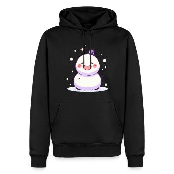 Süßer Weihnachts Schneemann - Festtags-Design - Männer Premium Bio Hoodie - Schwarz - Vorne - Nico (187cm)