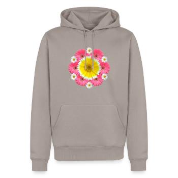 Gerbera Margeriten Blume Blumenranke floral blumig - Männer Premium Bio Hoodie - Taupe - Vorne - Nico (187cm)