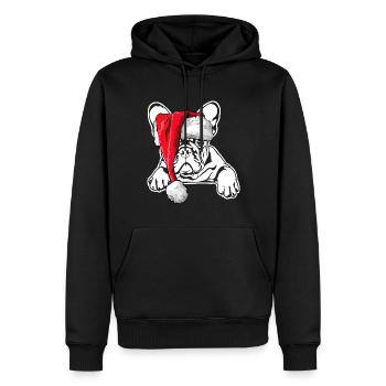 Signes de Noël du Père Noël bouledogue français - Sweat à capuche Premium bio Homme - noir - Devant - Nico (187cm)