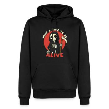 Alive - Männer Premium Bio Hoodie - Schwarz - Vorne - Nico (187cm)