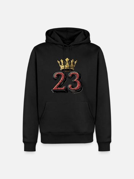 23 Zahl Krone - Männer Premium Bio Hoodie - Schwarz