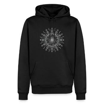 Wurmloch Weiss - Mandala made with Love - Männer Premium Bio Hoodie - Schwarz - Vorne - Nico (187cm)