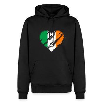 Irlande Flag Heart Vintage Irish Flag Dublin - Sweat à capuche Premium bio Homme - noir - Devant - Nico (187cm)