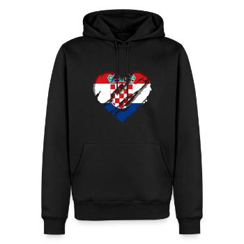 Kroatien Flagge Adria Zagreb Kroatische Fahne Herz - Männer Premium Bio Hoodie - Schwarz - Vorne - Nico (187cm)