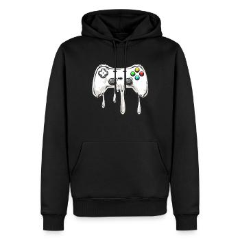 Melting gamepad, video game controller - Men’s Premium Organic Hoodie - black - Front - Nico (187cm)