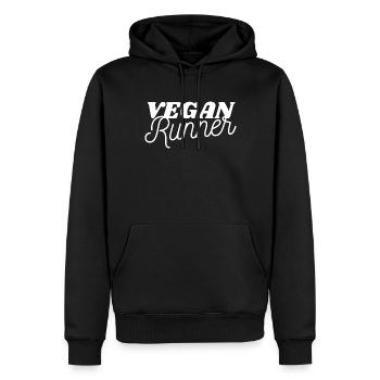 Vegan Runner. Design für vegane Läufer - Männer Premium Bio Hoodie - Schwarz - Vorne - Nico (187cm)