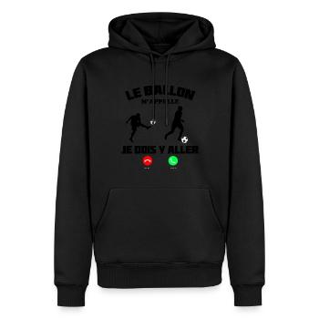 Foot le Ballon M'appelle Cadeau Homme - Sweat à capuche Premium bio Homme - noir - Devant - Nico (187cm)