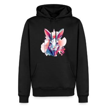 Lapin lapin Art géométrique - Sweat à capuche Premium bio Homme - noir - Devant - Nico (187cm)