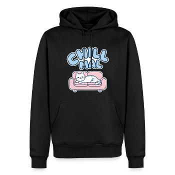 Chat de détente - Sweat à capuche Premium bio Homme - noir - Devant - Nico (187cm)