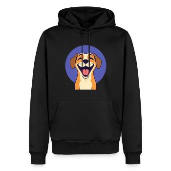 Chien qui rit - Sweat à capuche Premium bio Homme - noir - Devant - Nico (187cm)