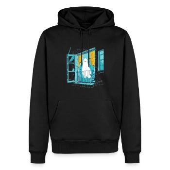 Spooky Ghost in the Window, Boo in the Window - Männer Premium Bio Hoodie - Schwarz - Vorne - Nico (187cm)