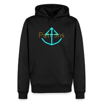 Logo Patrons - Men’s Premium Organic Hoodie - black - Front - Nico (187cm)