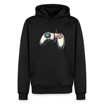 Gamepad, Gamepad, Controller-Logo und Joystick - Männer Premium Bio Hoodie - Schwarz - Vorne - Nico (187cm)