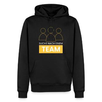 suche nach einem Team - Männer Premium Bio Hoodie - Schwarz - Vorne - Nico (187cm)