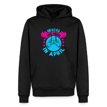 Heroes are born in April - Gamer Design - Men’s Premium Organic Hoodie - black - Front - Nico (187cm)