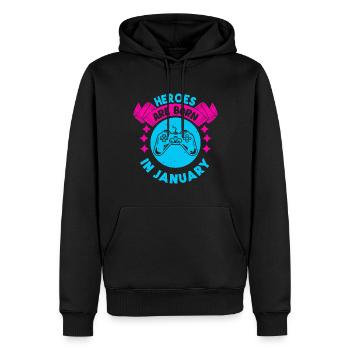 Heroes are born in January - Gamer Design - Men’s Premium Organic Hoodie - black - Front - Nico (187cm)