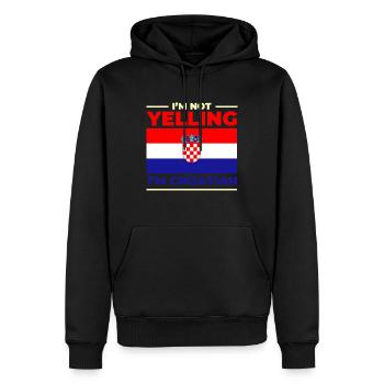 Funny Balkans, I'm not shouting, I'm Croat - Men’s Premium Organic Hoodie - black - Front - Nico (187cm)
