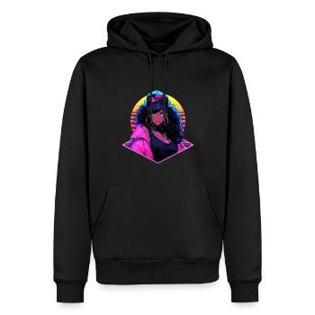 Retro Wave 80er Jahre Anime Girl 2 – Anime Shirt - Männer Premium Bio Hoodie - Schwarz - Vorne - Nico (187cm)