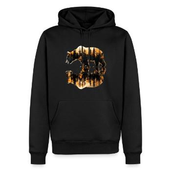 Tierwelt, Bäume, Im Freien, Natur, Retro, Wald - Männer Premium Bio Hoodie - Schwarz - Vorne - Nico (187cm)